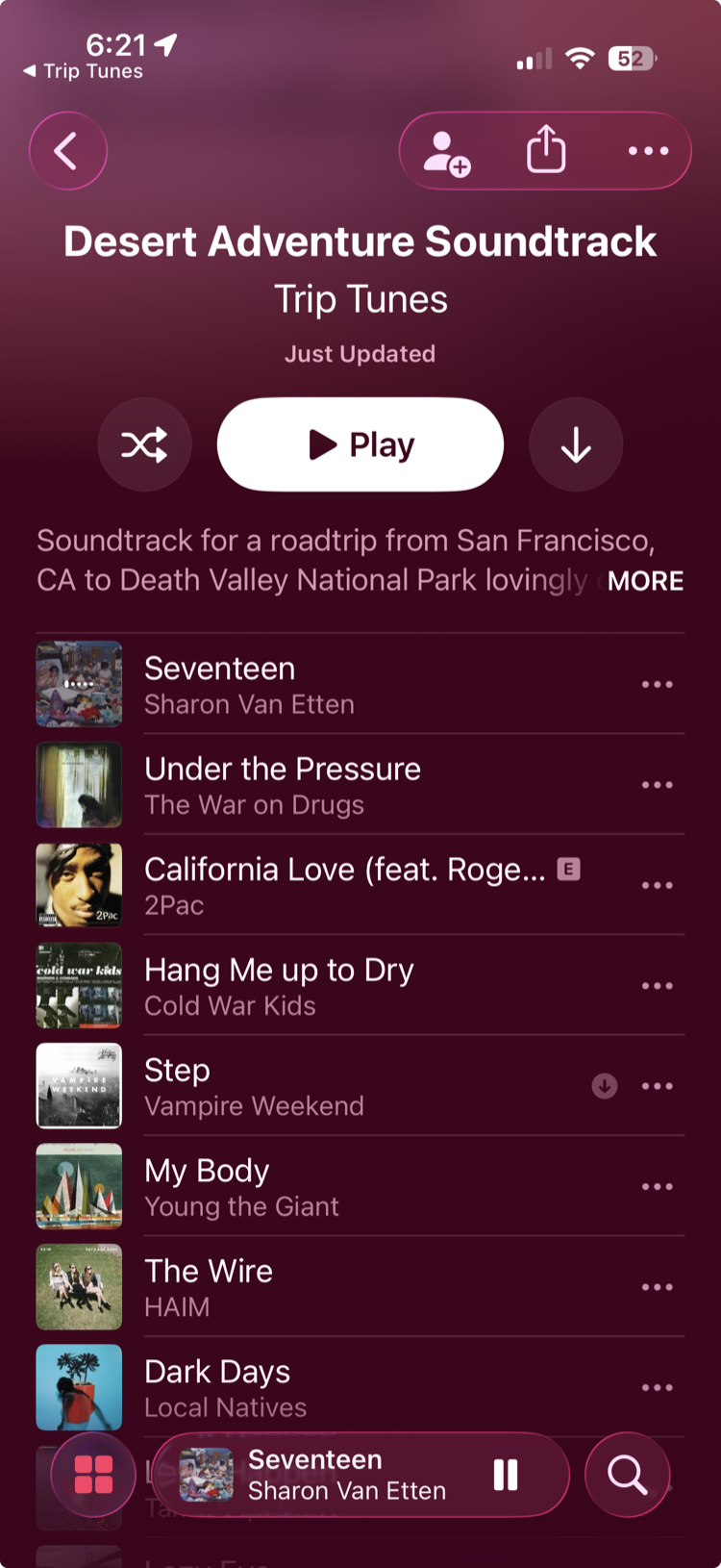 The Desert Adventure Soundtrack saved as a real Apple Music playlist, credited to Trip Tunes